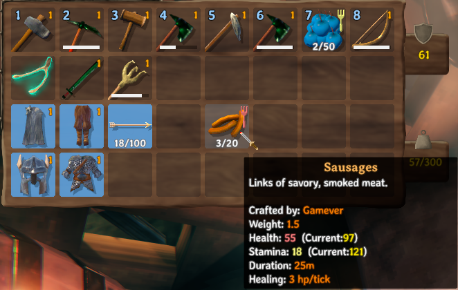 How to Make Sausage Valheim Eating sausages is a good choice to stay fed for a long time.