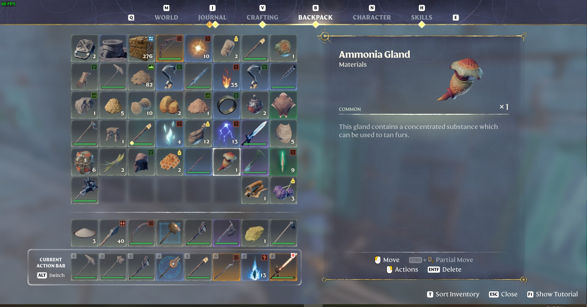 Defeat mushroom enemies for Ammonia Glands in shrouded areas.