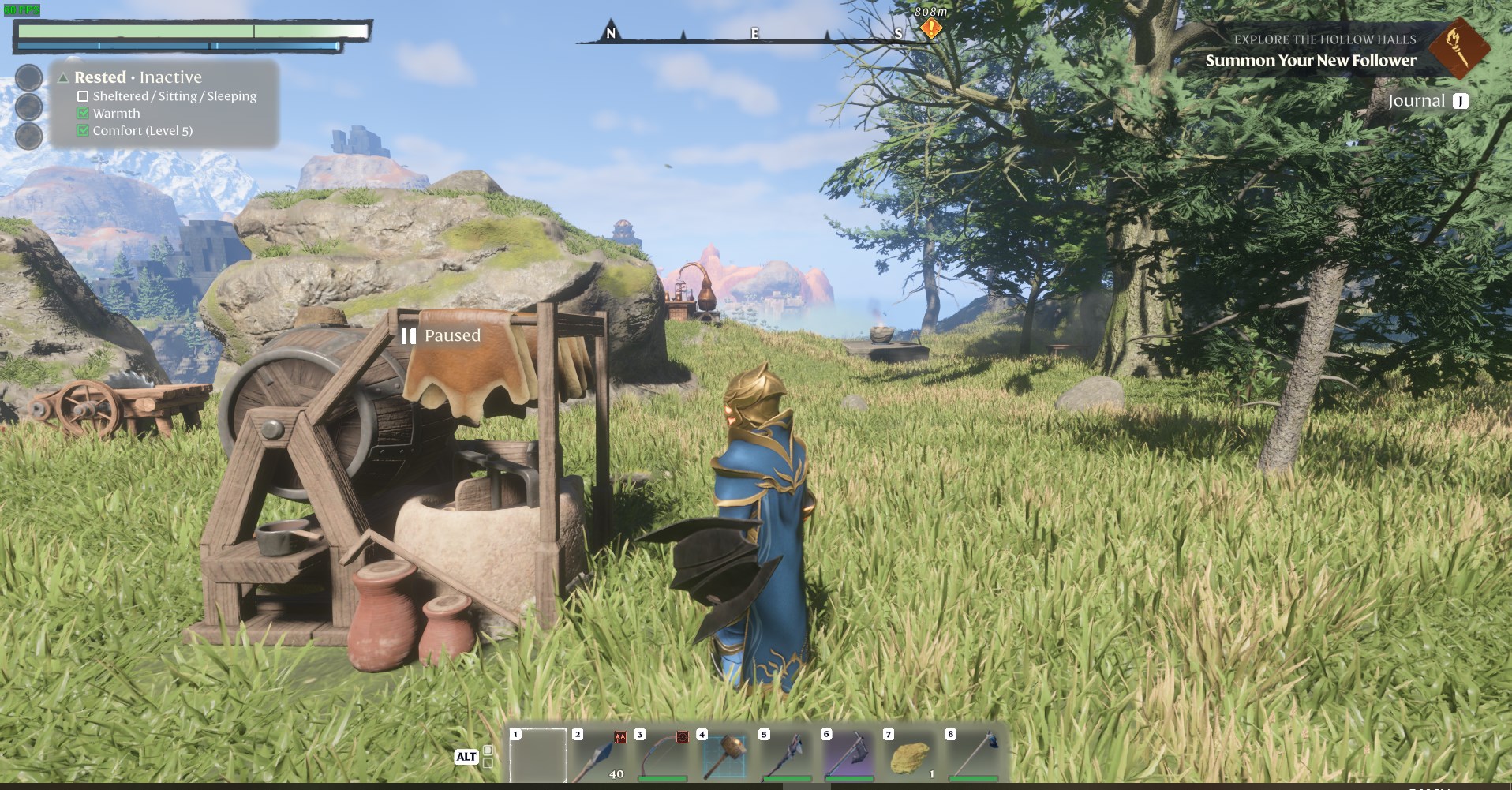 Upgrade your base to access the Tanning Station for leather crafting.