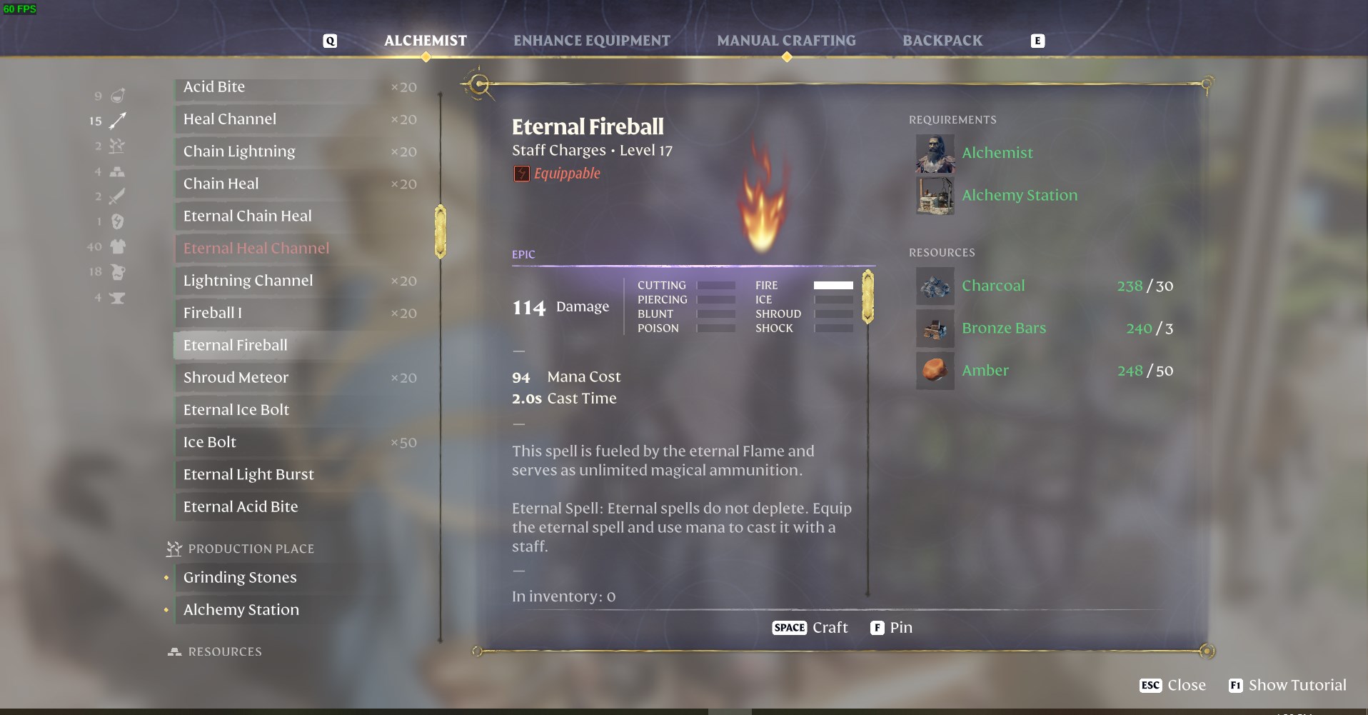 Craft potent Fireball spells and charges using Amber.
