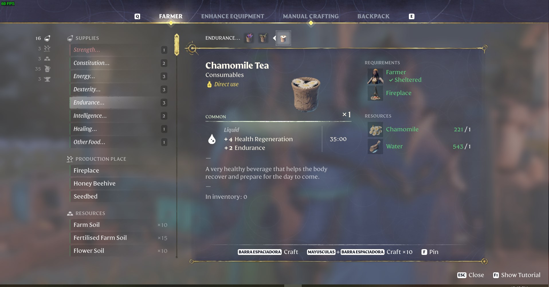 Brewing Chamomile Tea to boost health and endurance.