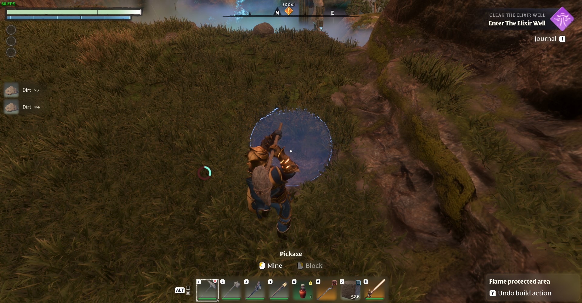 Grab your pickaxe and collect dirt.