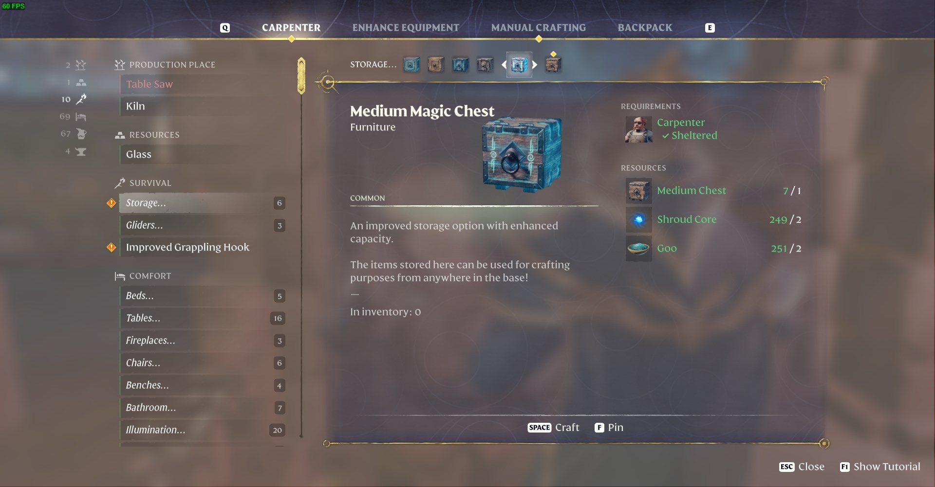 Utilize Goo to create spacious magical chests for organized storage.