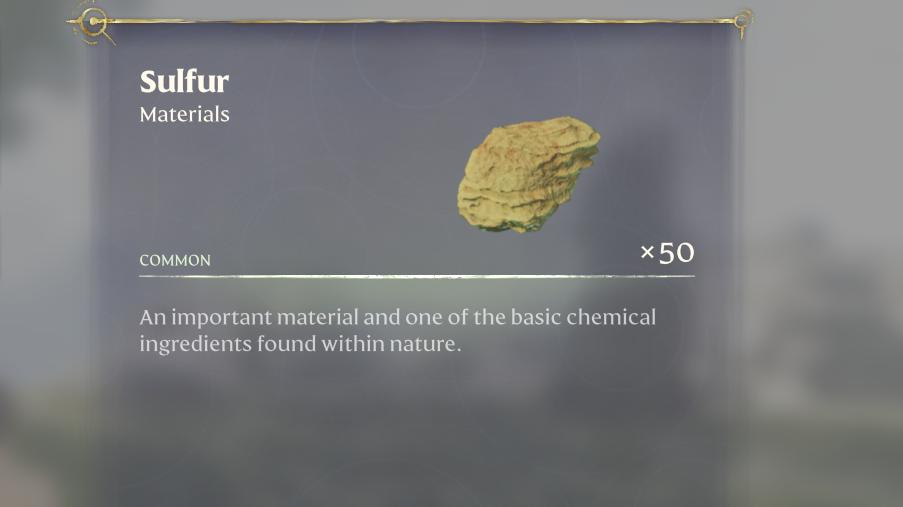 You will find Sulfur located in the southeast of the Nomad Highlands.