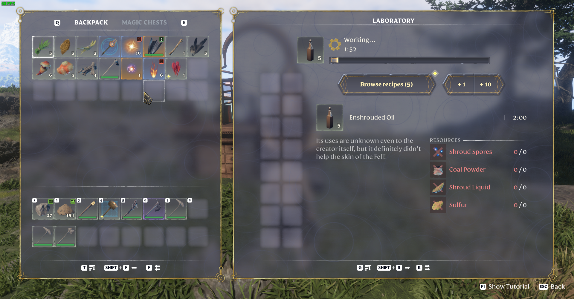 Begin the crafting process within the Alchemist’s Laboratory.