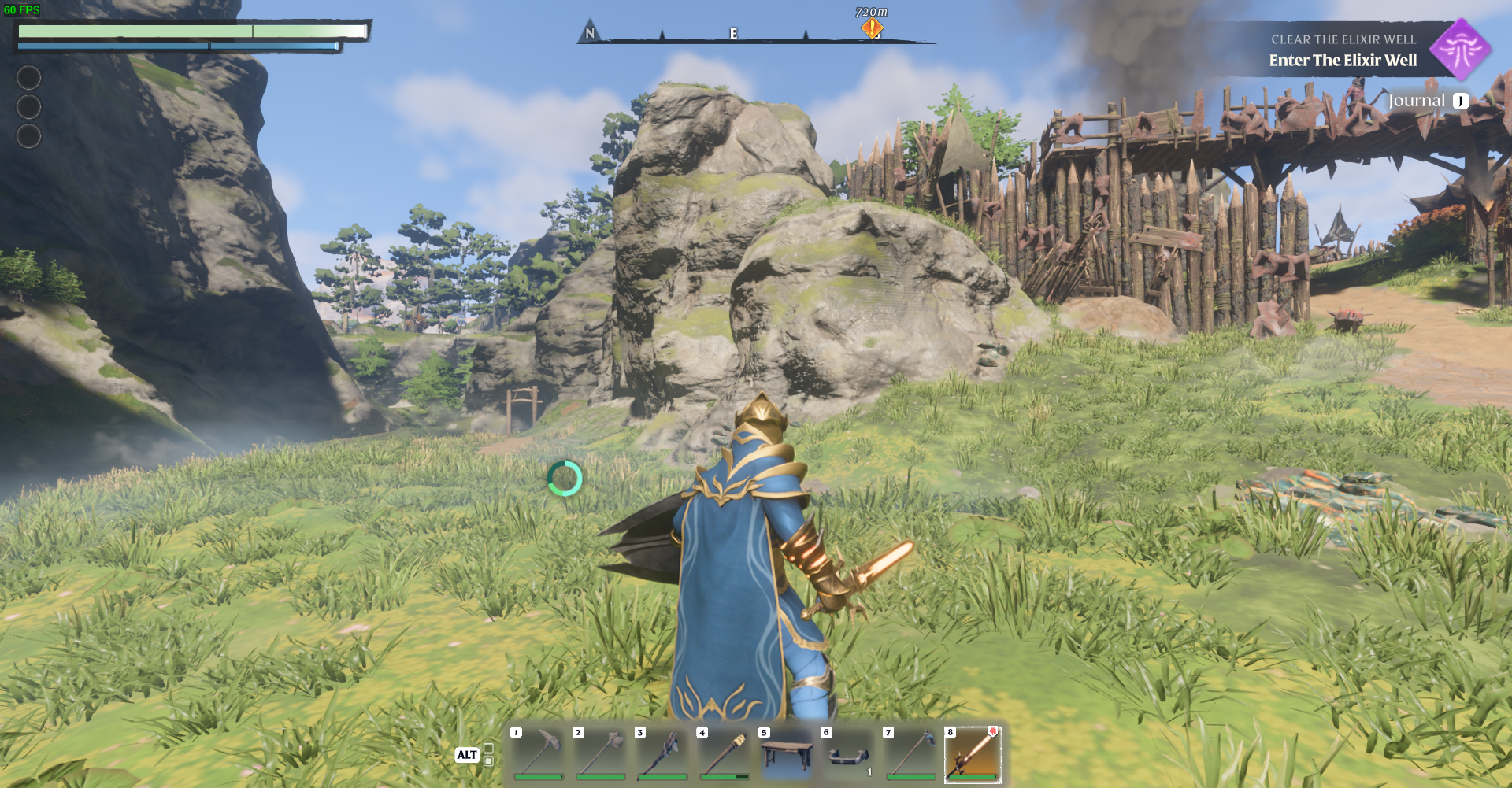 Turn left at the village gates and circumnavigate the mountain.