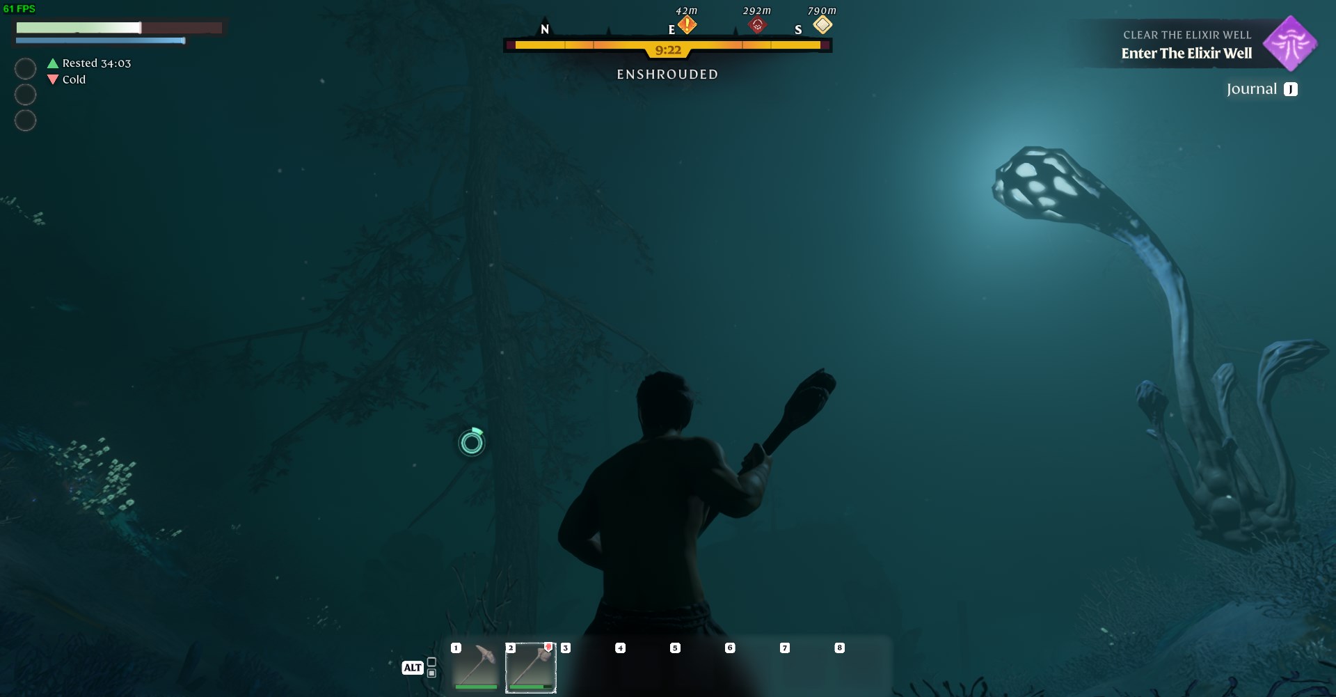 Spot trees shrouded by mist and prepare to harvest them for Shroud Wood.