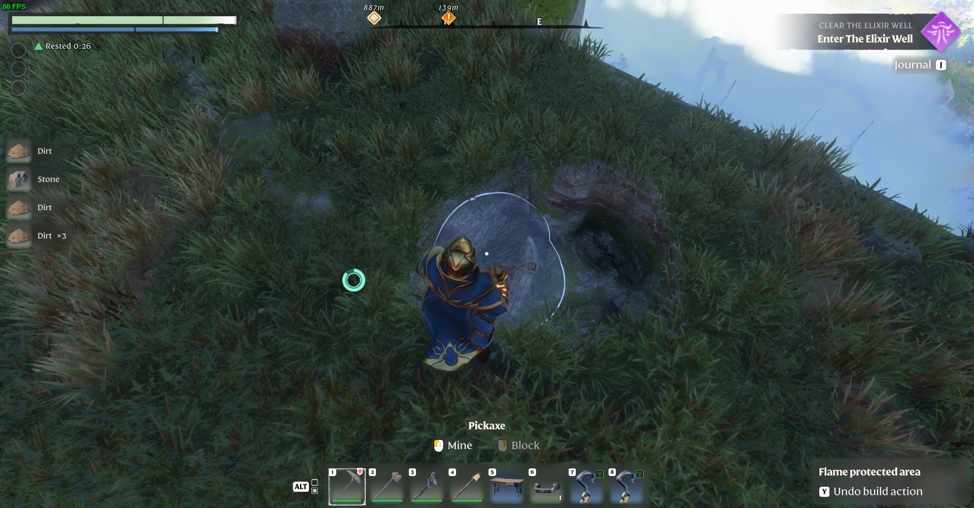 Wield your pickaxe to unlock vast reserves of Dirt.
