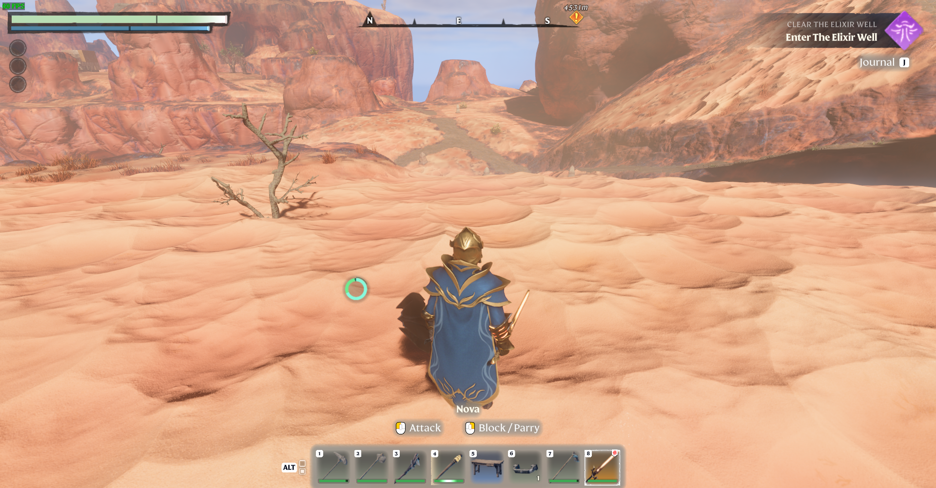 Explore Kindlewastes' deserts and mine sand with your pickaxe.