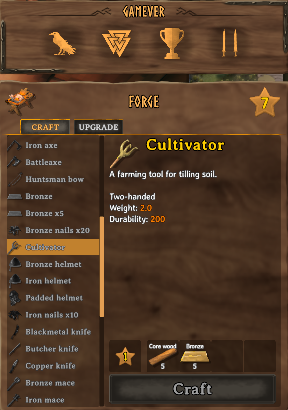 Crafting panel.