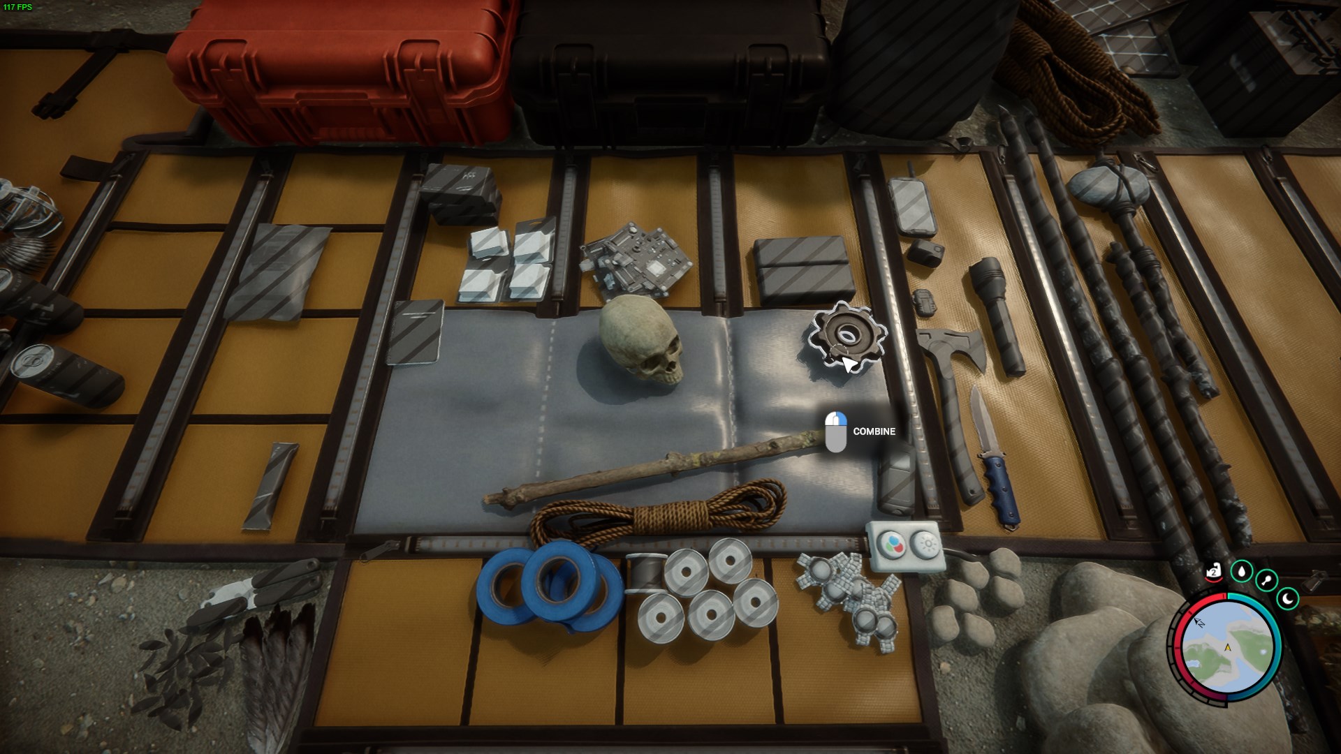 Combine skull, stick, and rope in your inventory to create the Club.