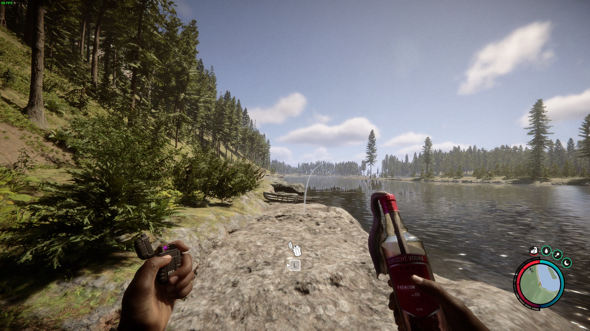 Use the arc indicator to aim, then toss.