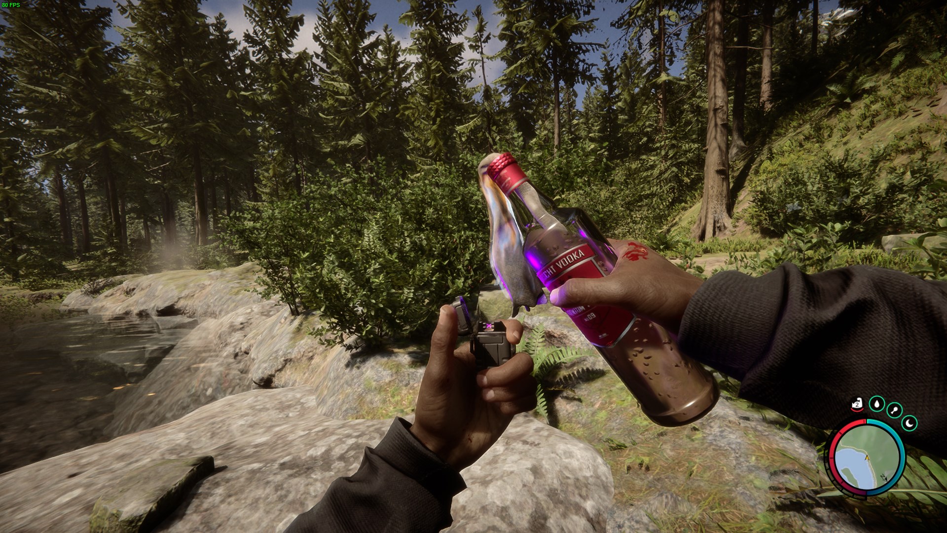 Equip the Molotov, light it, then throw.