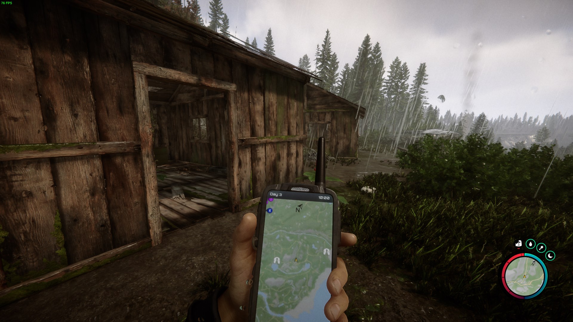 Navigate through the village to locate the largest hut.