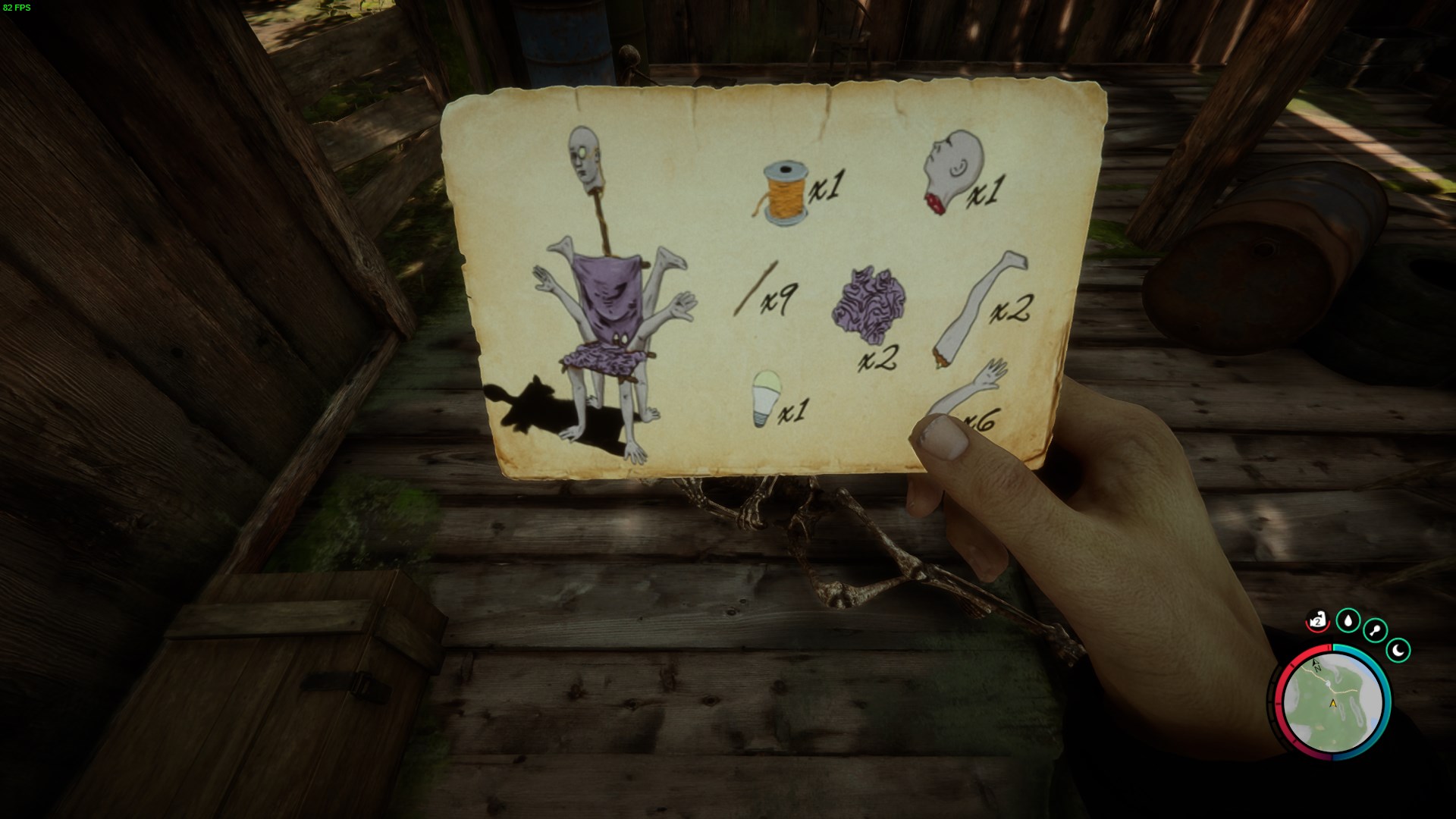 Collect wires, heads, sticks, and more for crafting.