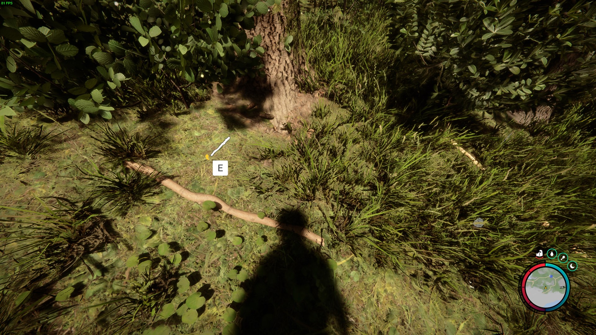 A survivor collects sticks and duct tape, essential for crafting a spear.