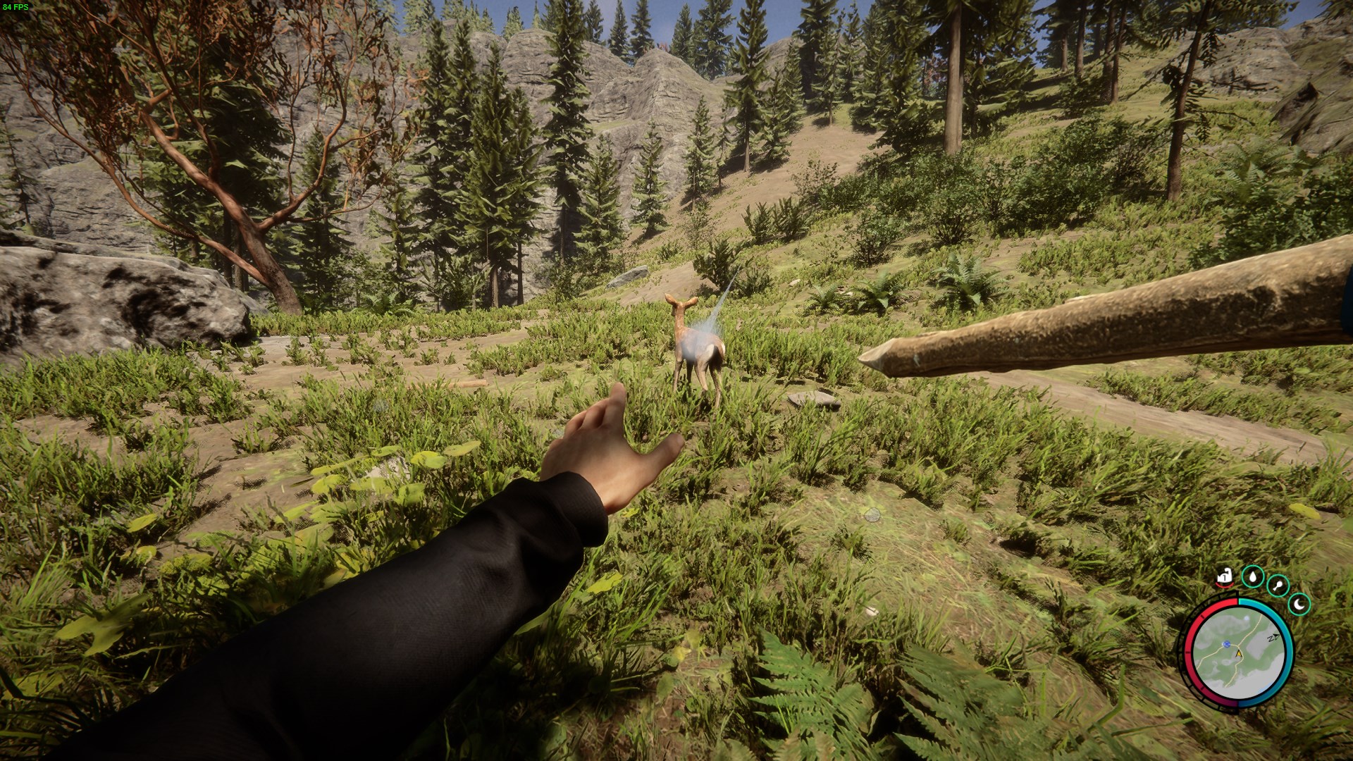 Using the spear to hunt for food, demonstrating its critical role in survival.