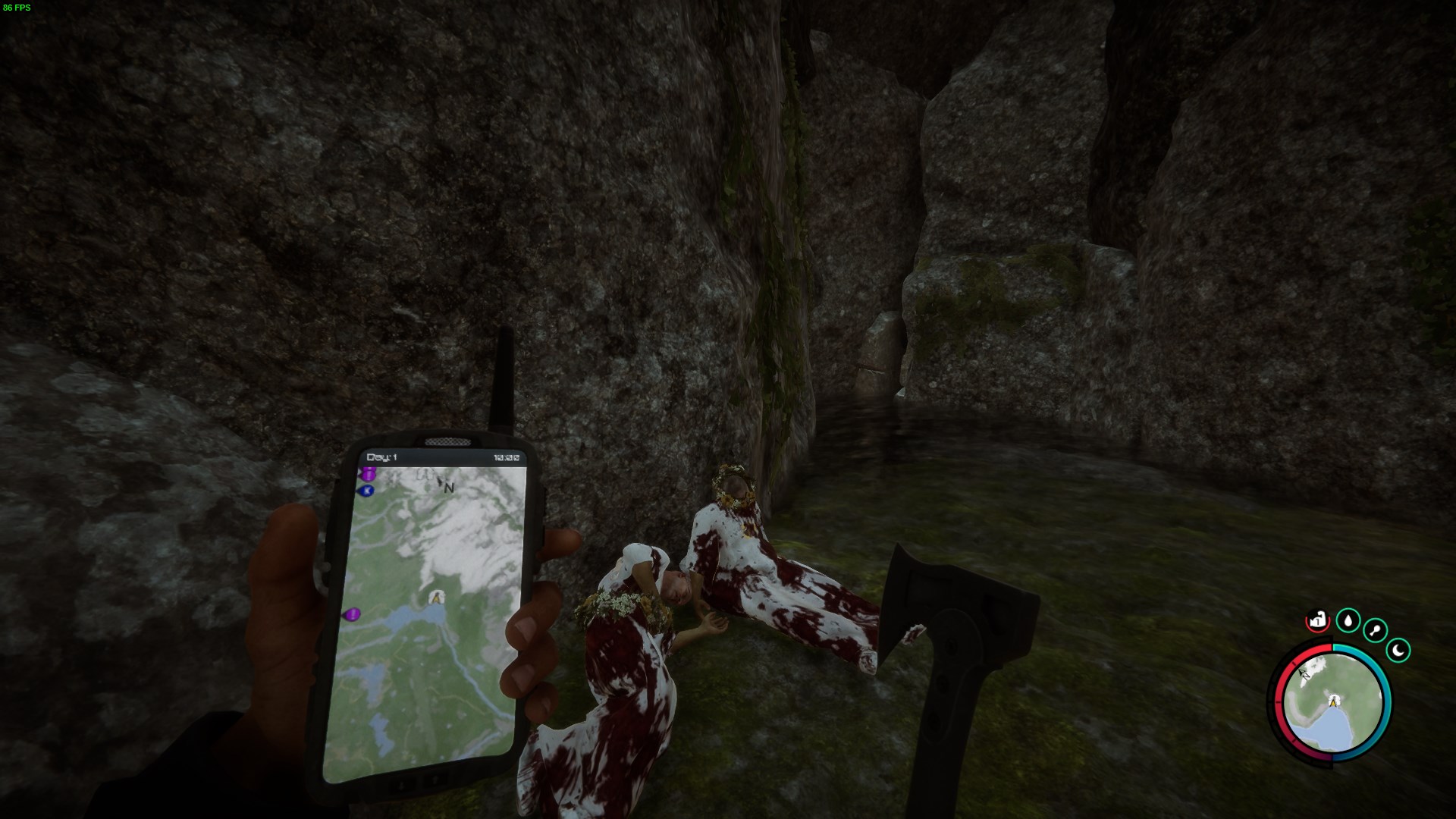 Follow corpses to your goal.