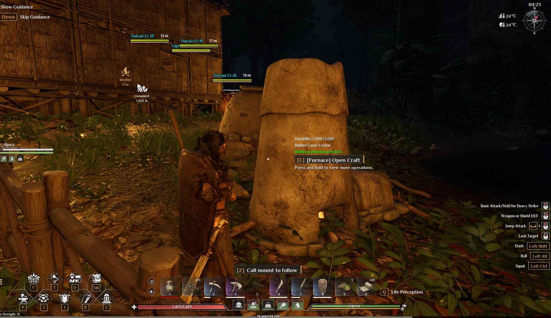 Gather the required materials and place the furnace at your base for easy access.