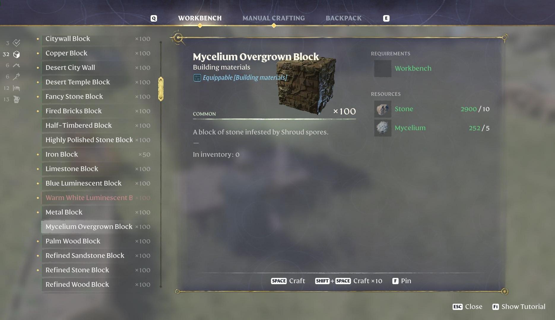 Mycelium is used for crafting Blocks as well.