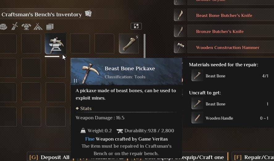 Place items in repair or craftman’s bench.