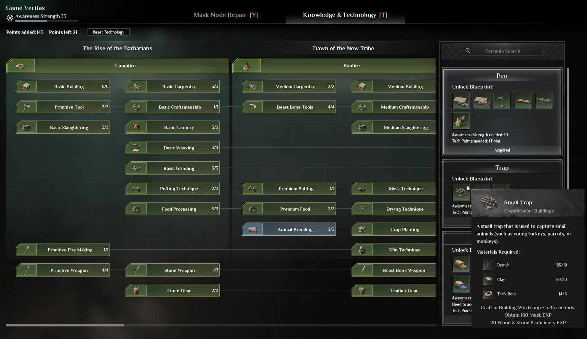 Unlock a small trap and parrot feed in Animal Breeding section.