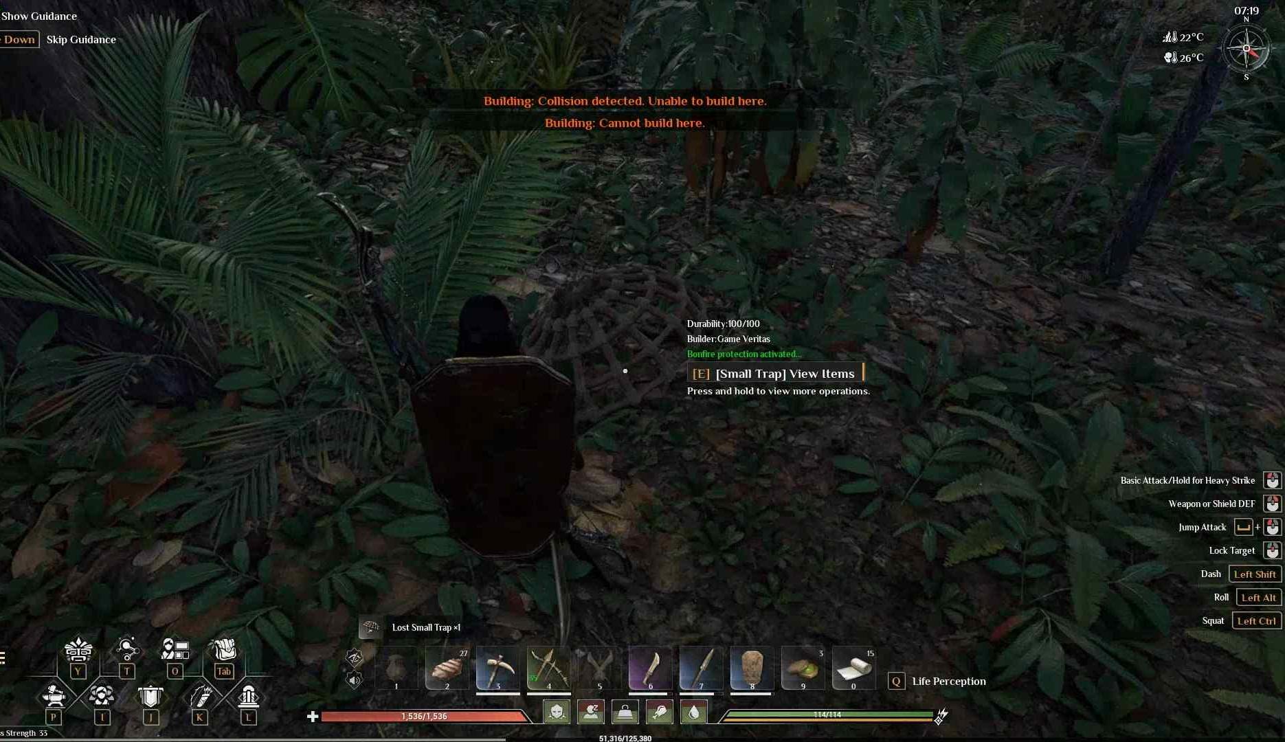 Set the trap in the forest in Soulmask.