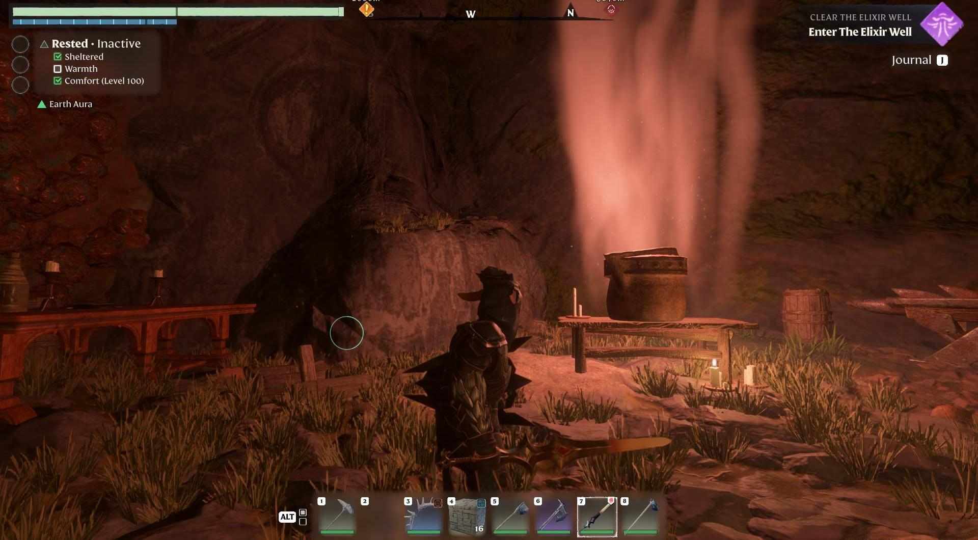 Complete the quest to find a Crucible in Enshrouded.
