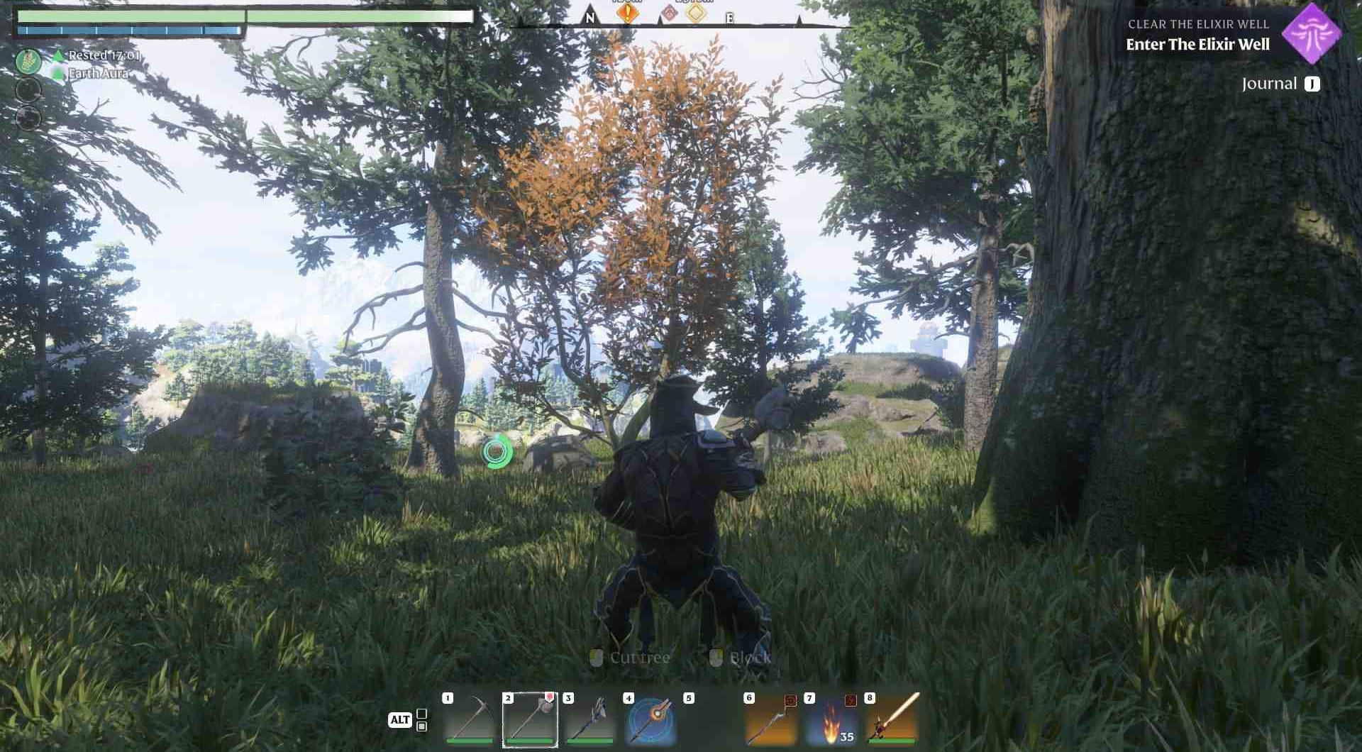 Chop down trees with specific leaf colors.