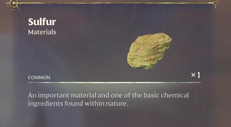 Spot Sulfur in Enshrouded easily by its bright yellow appearance.