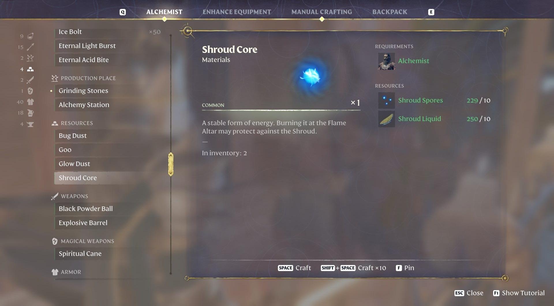 Craft Shroud Core.