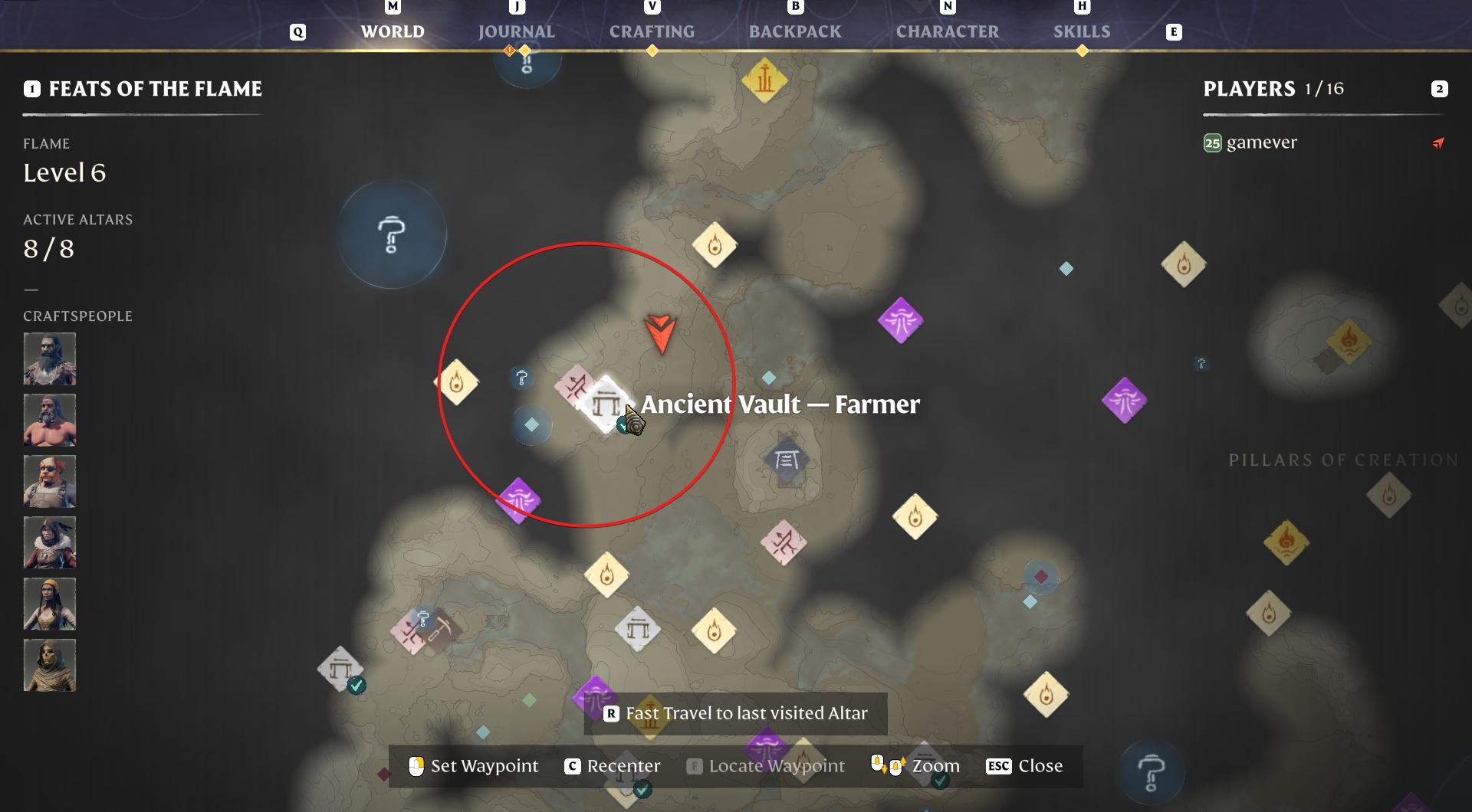 Explore near landmarks like the Farmer's Ancient Vault.