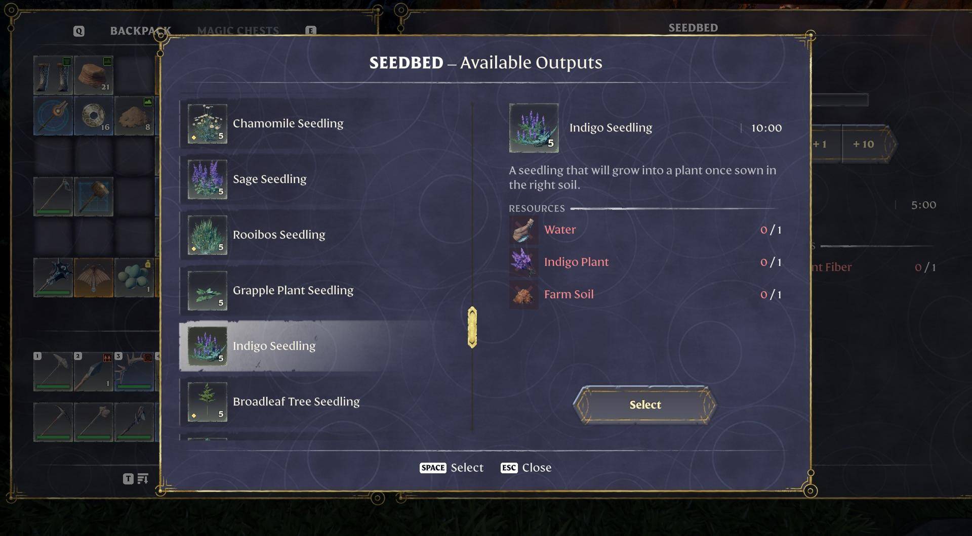 Set up a farm at your base for a steady supply.