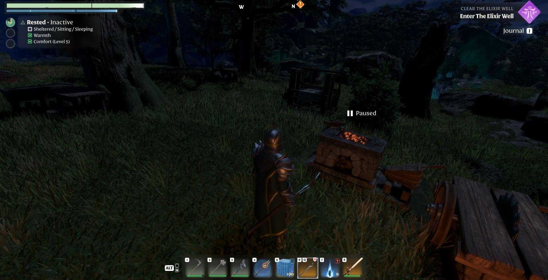 Use 20 Stone, 10 Metal Scraps, 10 Charcoal, and 12 Wood Logs to construct the Forge.