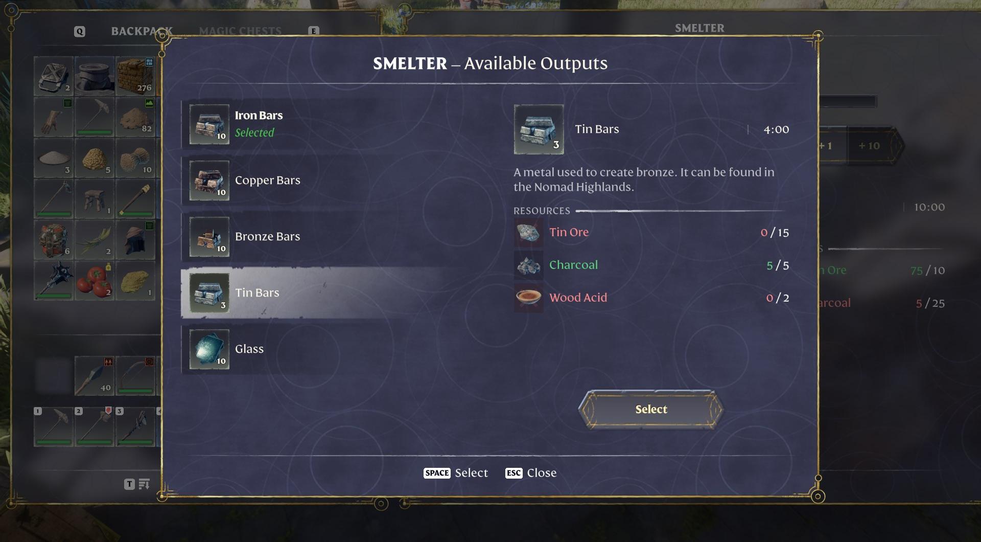You will use Tin Bars for crafting armors.