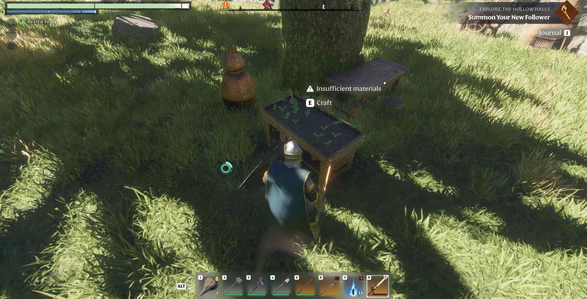 Use wood logs, metal scraps, and farm soil.