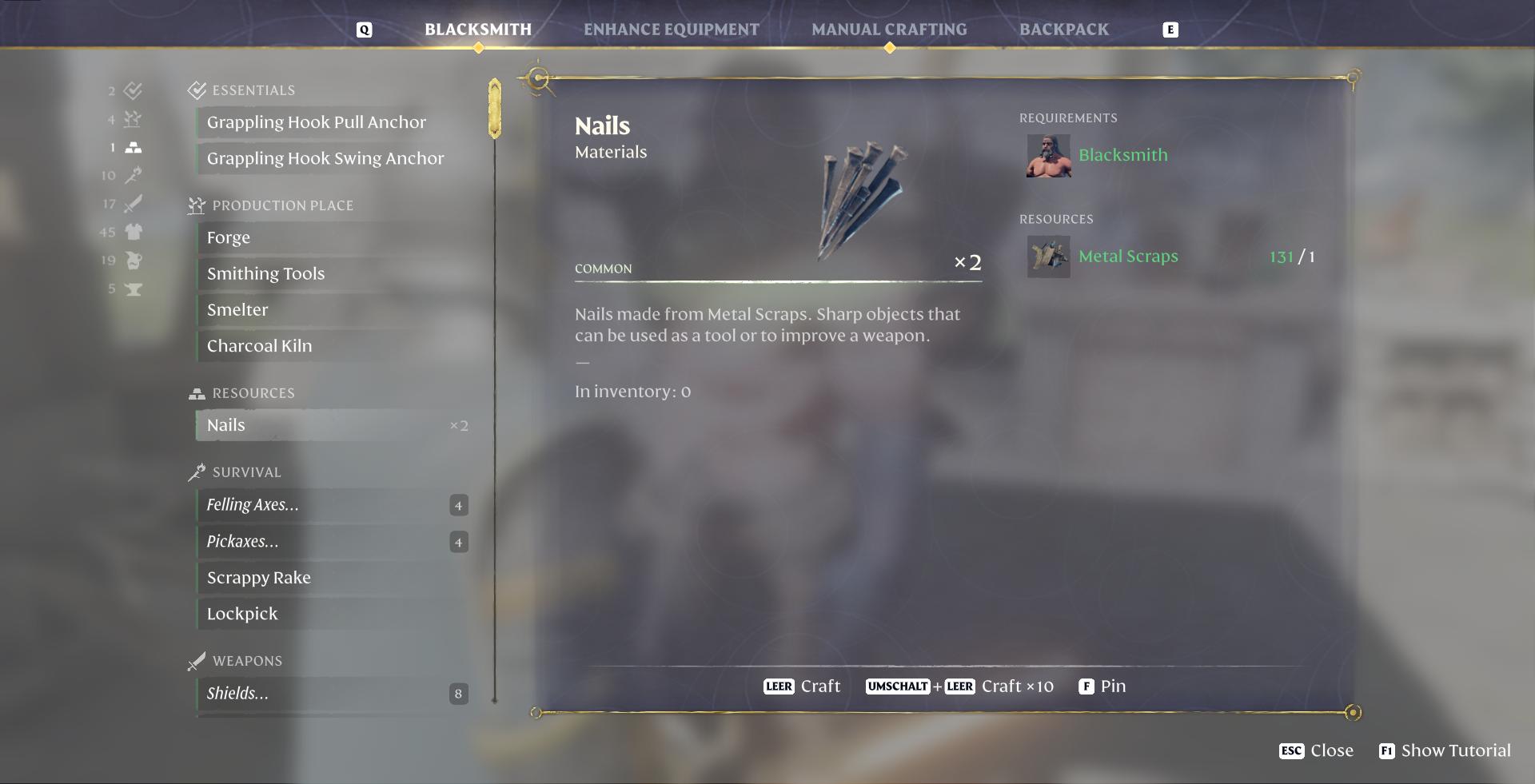 Collect Metal Scraps from various sources to craft Nails.
