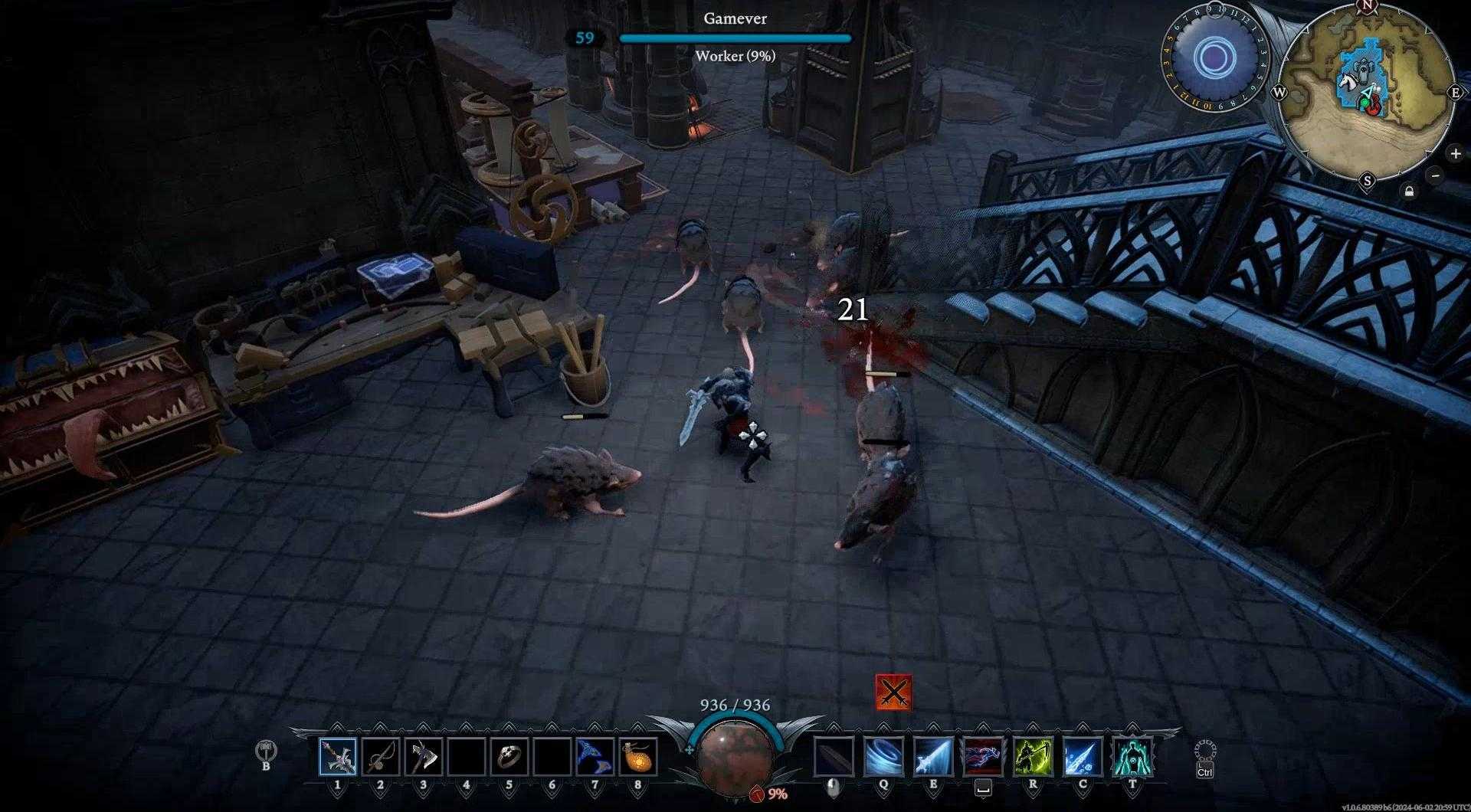 Strike from a distance during rage in V Rising.