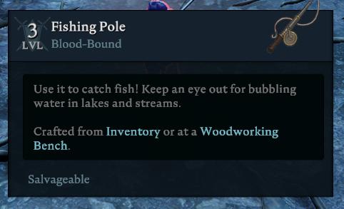 Hunt for materials, craft your pole, and master fishing in V Rising!
