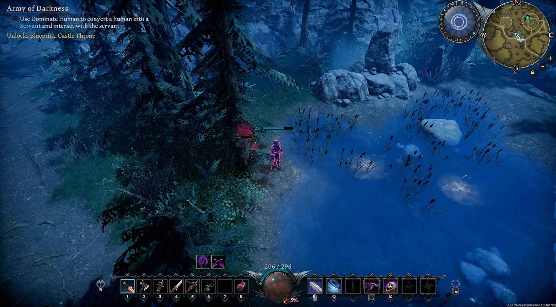 Equip your pole, find a spot, and start fishing in V Rising!