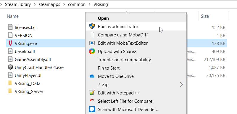Run V Rising as an administrator for smoother launches.