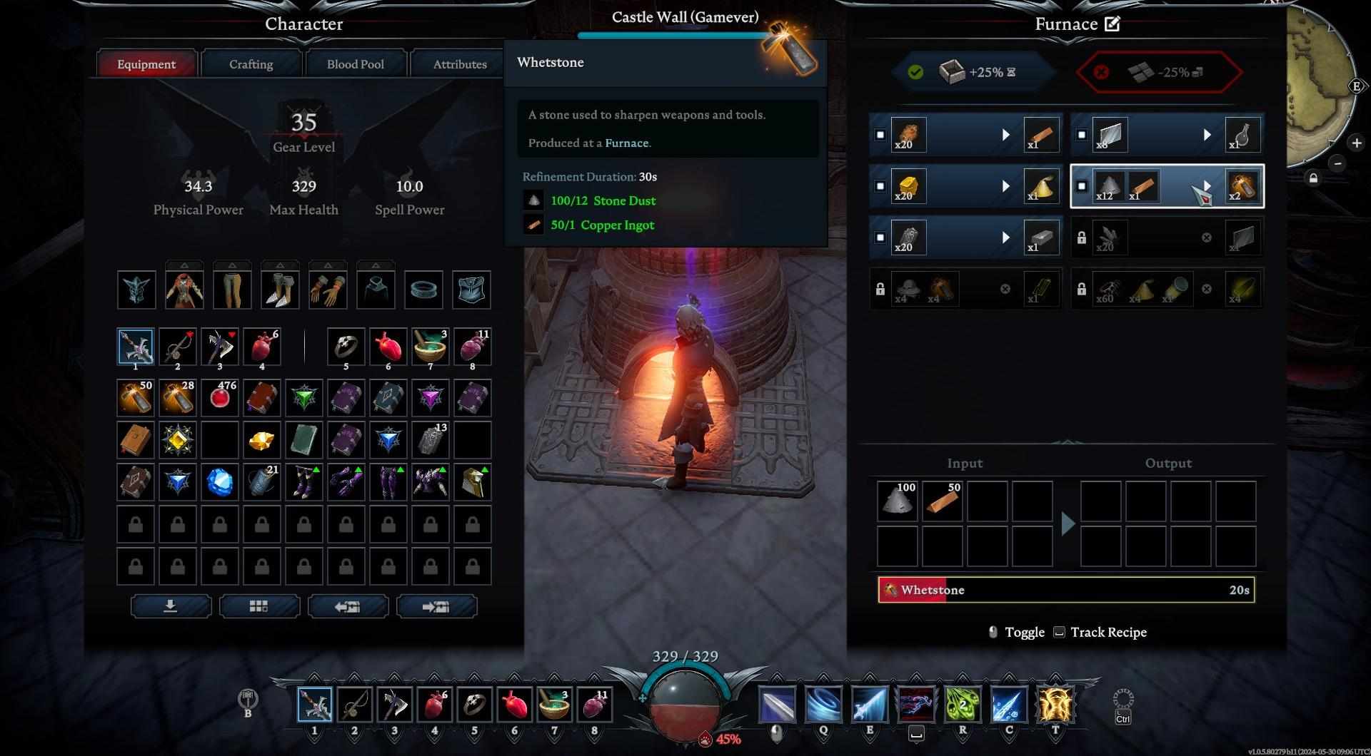 Utilize the furnace to craft your own whetstones in V Rising.