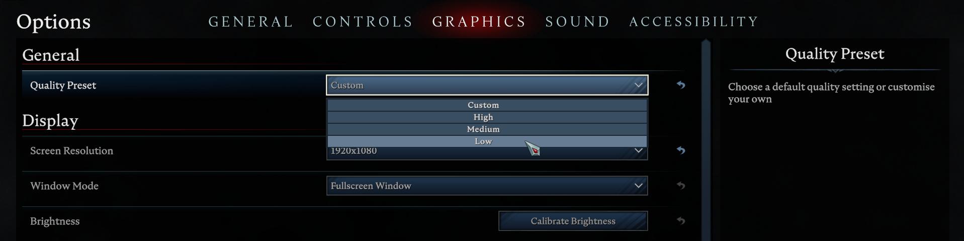 Customize your own quality setting in V Rising.