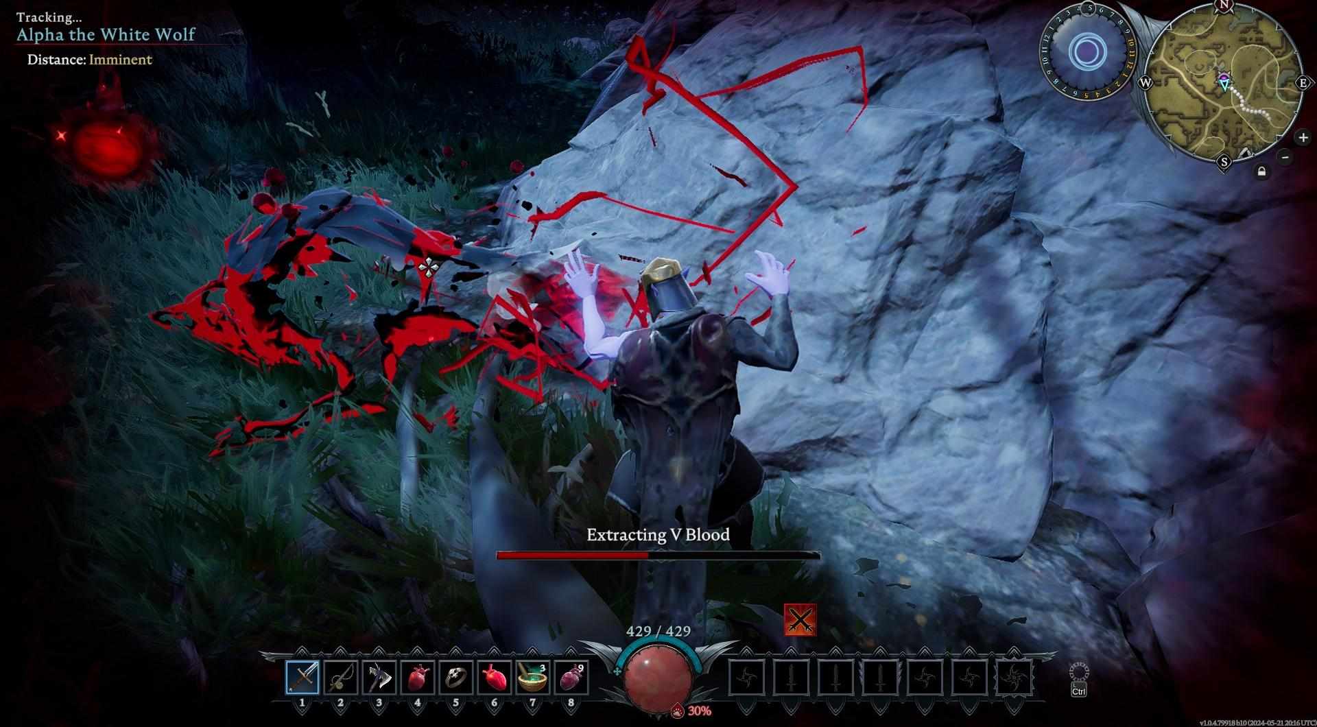 Extract V Blood using the F key in V Rising.