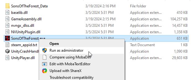 Run Sons of the Forest as an administrator to ensure smooth gameplay.