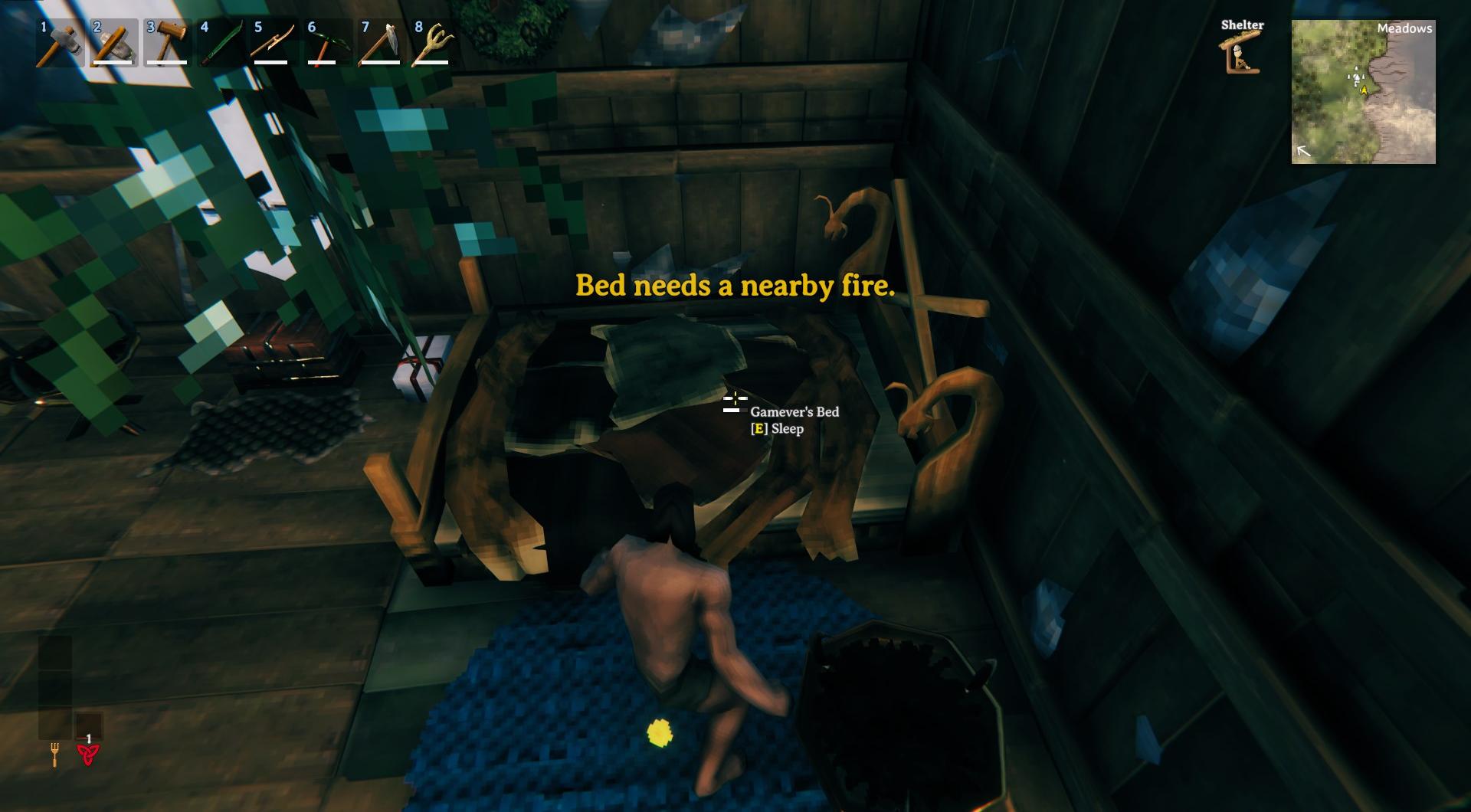 Keep a nearby fire in Valheim for warmth and comfort.