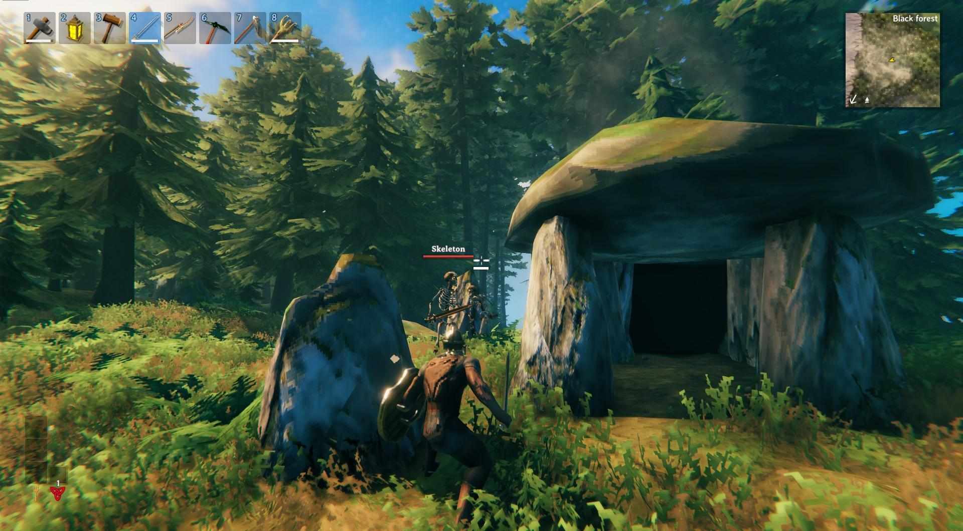 Explore the Black Forest biome to find Burial Chambers in Valheim.