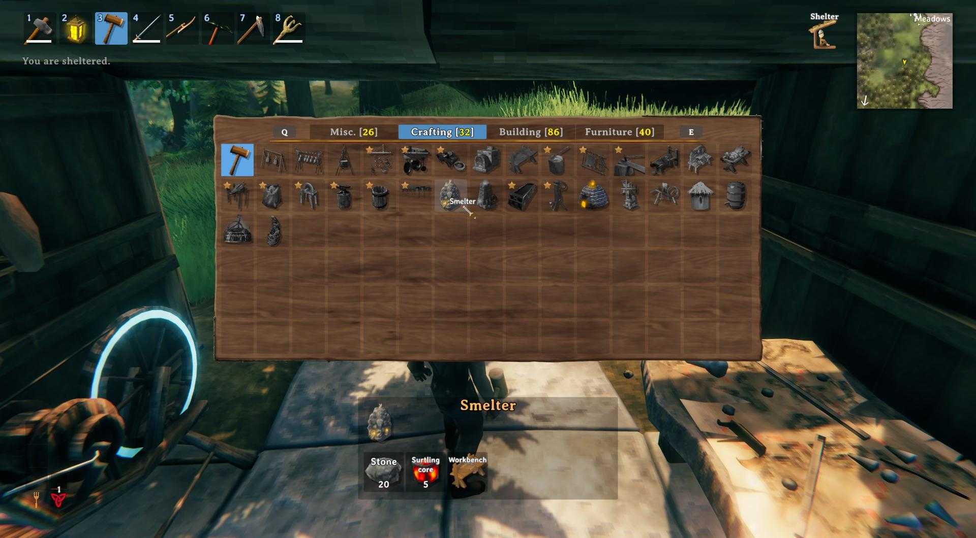 Craft a smelter at your workbench in Valheim.