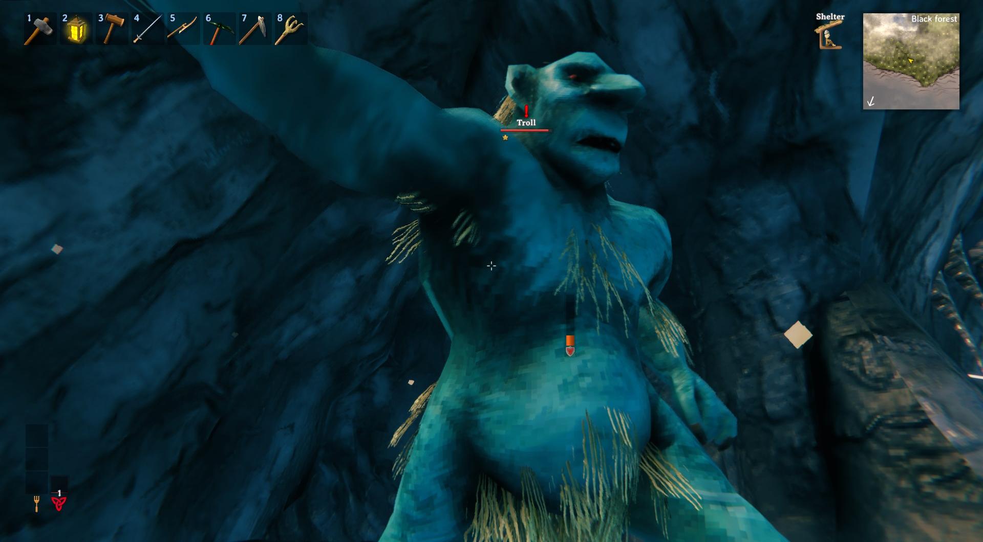 Use your shield to block and parry enemy strikes in Valheim.