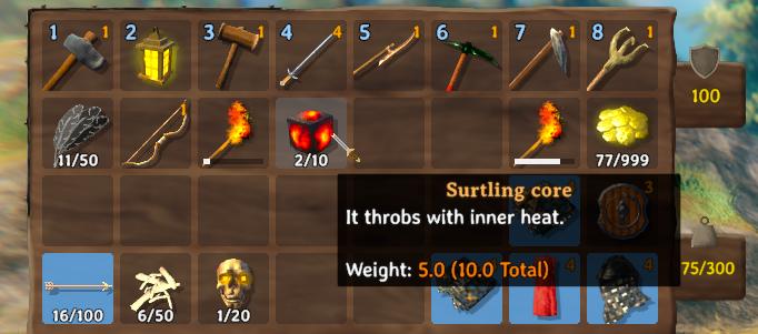 Mache Fortschritte in Valheim, indem du Surtling Cores sammelst.